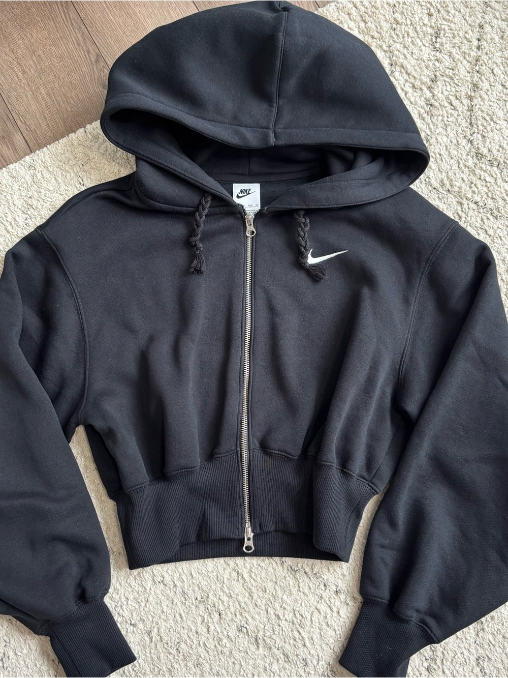 Nike Black Cropped Zip Hoodie Jacket